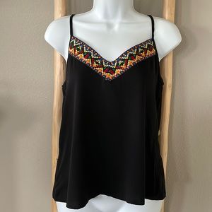 Embroidered Black Camisole